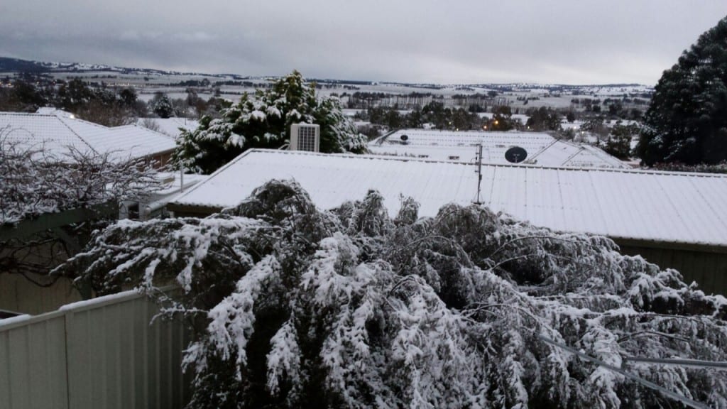 Snow on rooftops