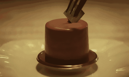 Animation: Chocolate mousse being eaten with a fork