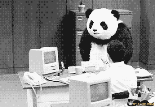 Animation: Panda trashing an office