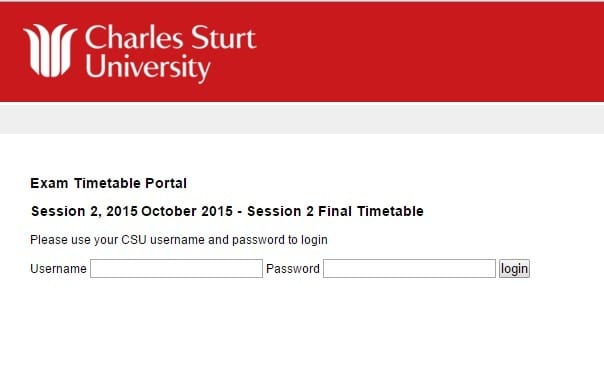 screen grab showing a CSU student username and password login screen