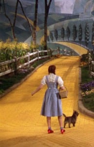 Dorothy and Toto on the Yellow Brick Road