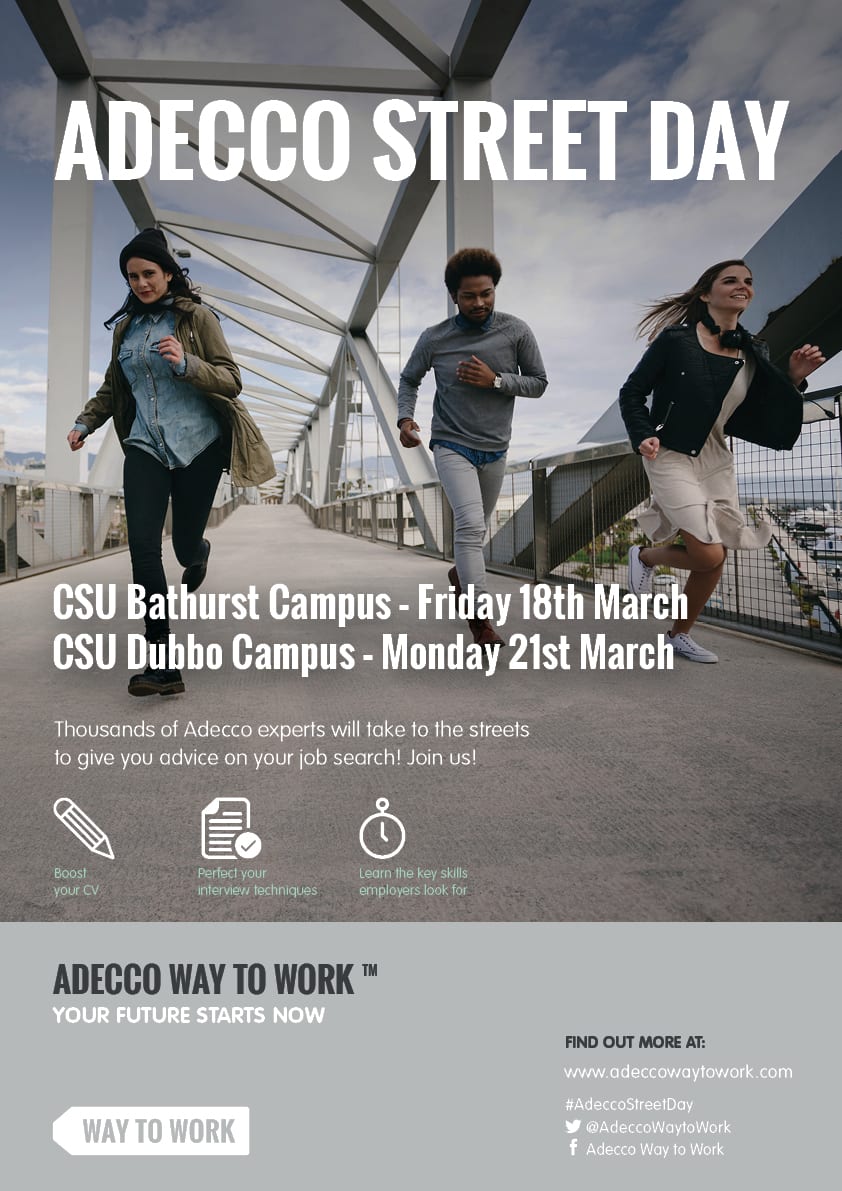 Adecco Street Day Bathurst Campus 18 March and Dubbo Campus 21 March