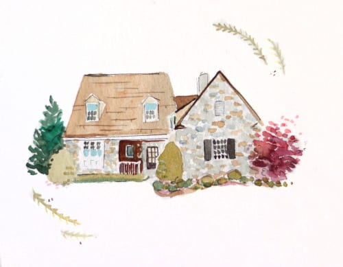 illustration of a house and garden