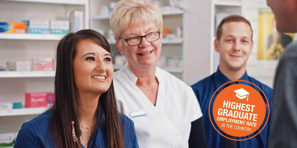 Pharmacy students in workplace setting: Highest graduate employment rate in the country