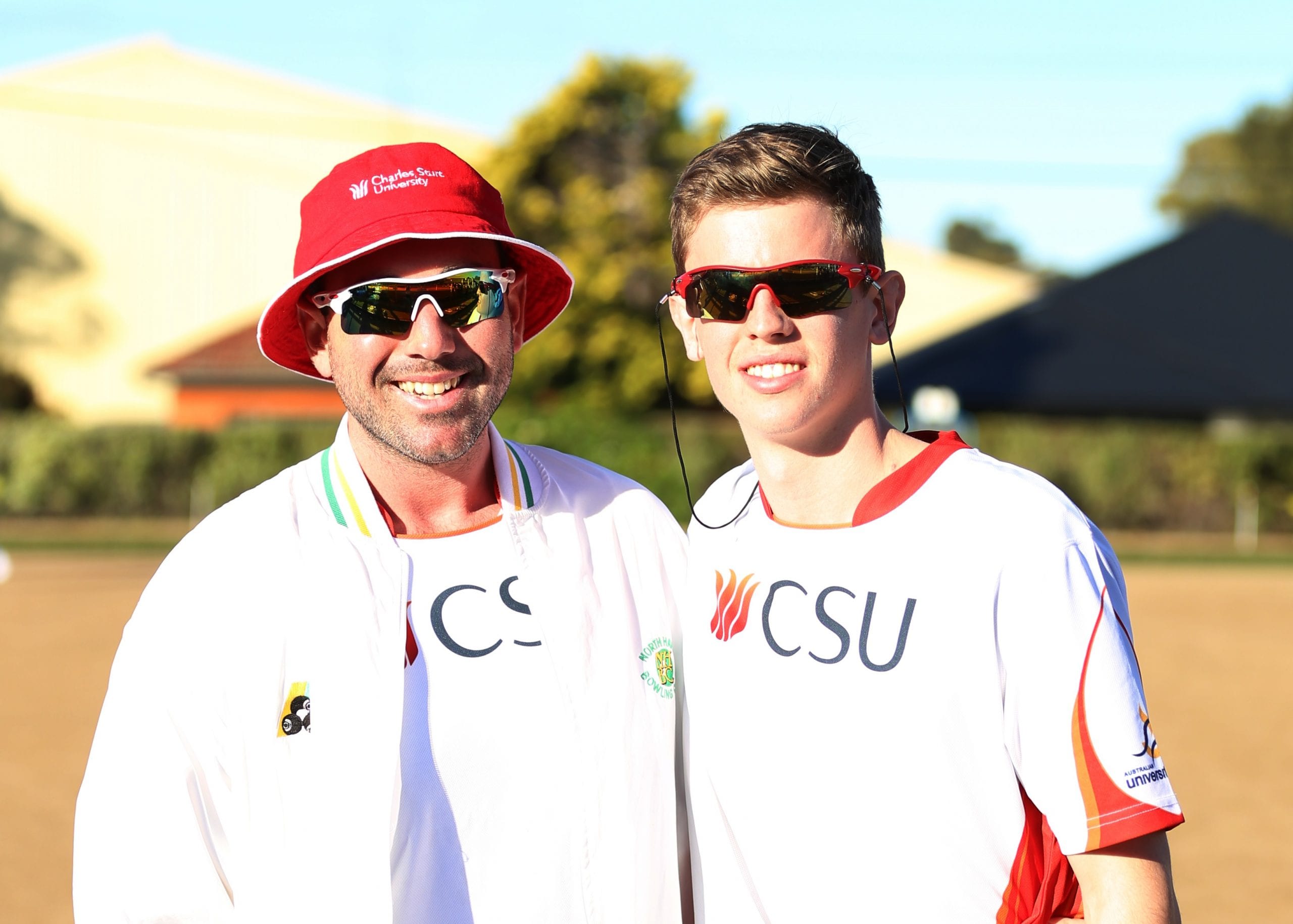 Michael Maxwell and Alex Turner in CSU sport uniforms at Uni Games