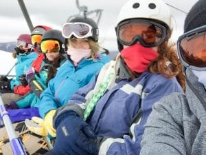 CSU Snow Uni Games competitors on chairlift