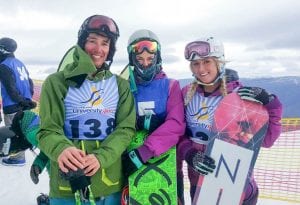 CSU snowboard competitors at the 2016 Snow Uni Games