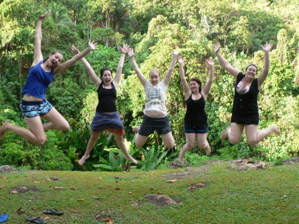 CSU students jumping for joy at an overseas study program