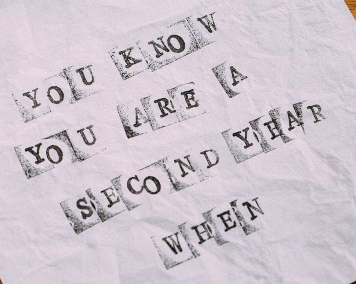 Type writing - "You know you are a second year when"