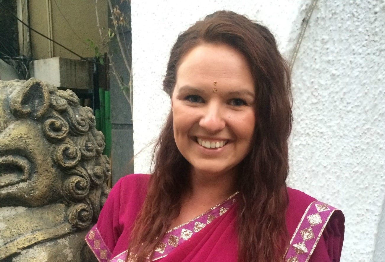 Psychology student Caitlin Wilcox in India as part of a volunteer program.