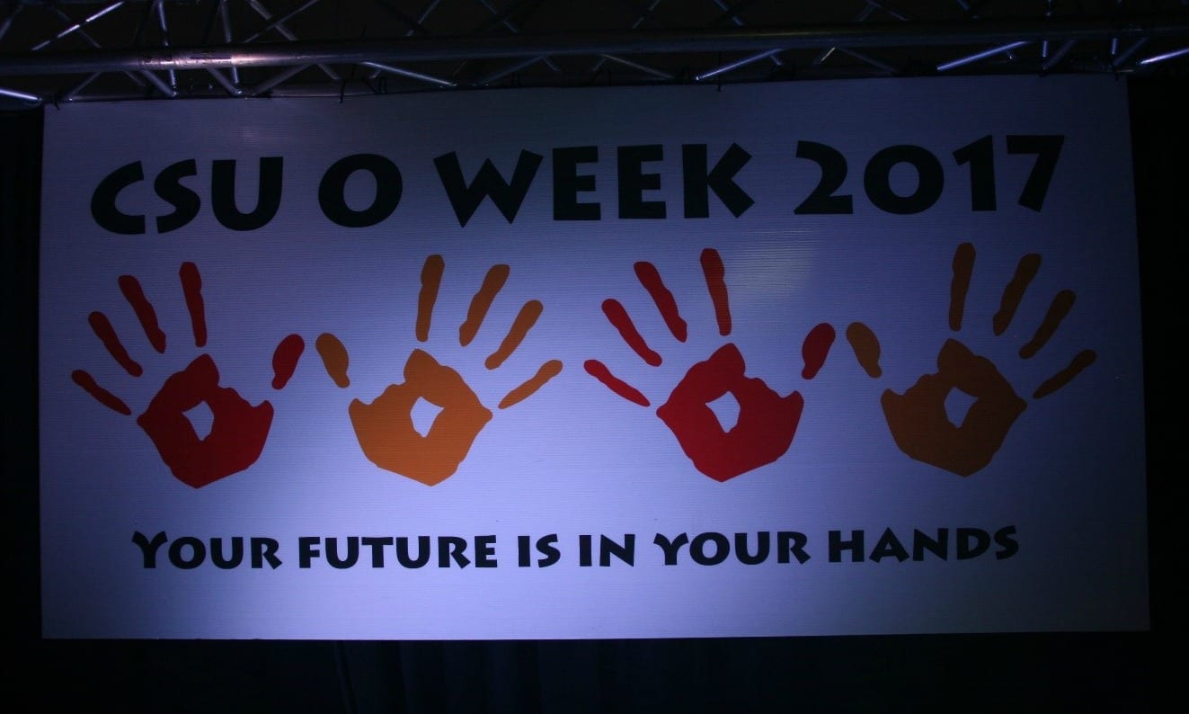 CSU O Week 2017 banner with hands prints