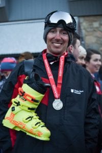 Danny Foster with his silver Snow Games medal
