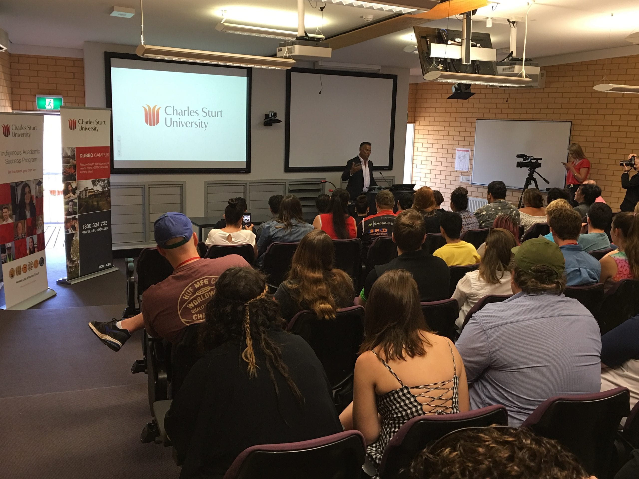 Dr Stan Grant addressing students at the Student Leadership Conference