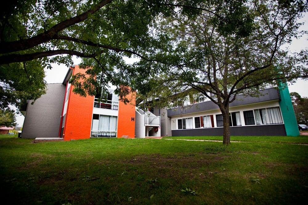 Colourful accommodation blocks at CSU in Bathurst