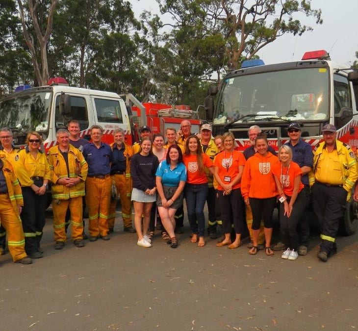Firefighters and students on campus at Port Macquarie