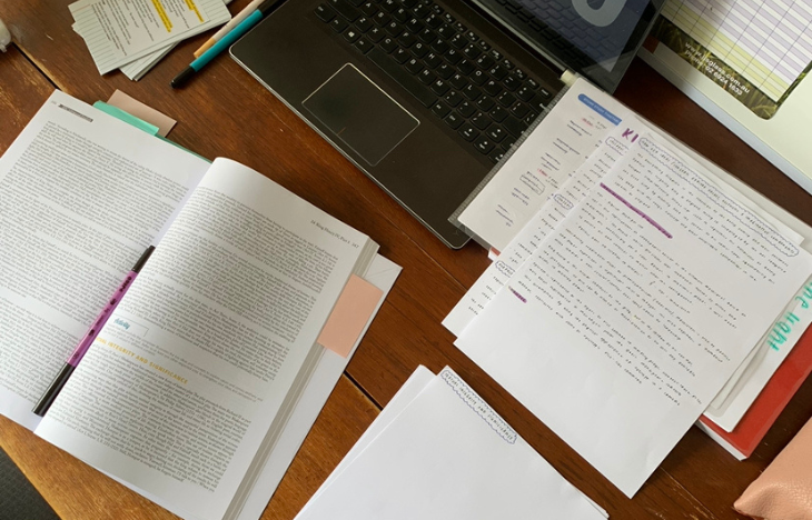 Books on desk