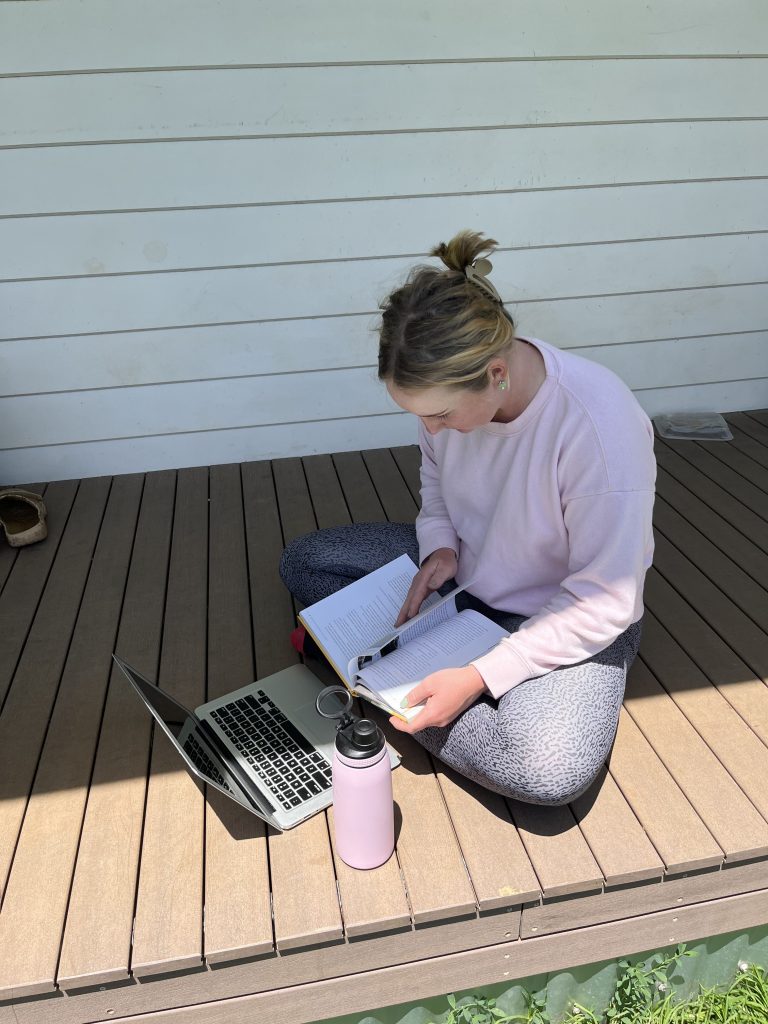 Megan in her outdoor study space.