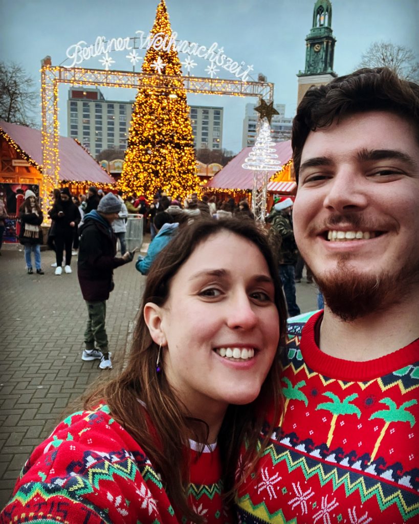 Mikayla and her partner at the Alexanderplatz Christmas Markets.