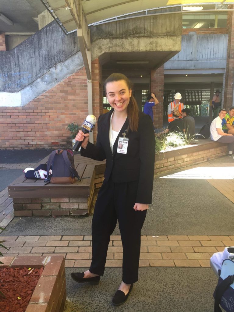 Sophie dressing up as a journalist for her Year 12 'When I Grow Up' Day.