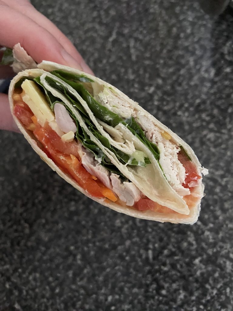 Michelle's chicken & salad wrap.