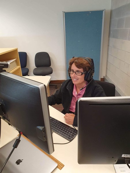 Senior Client Services Librarian Trica Bowman on a Zoom call.