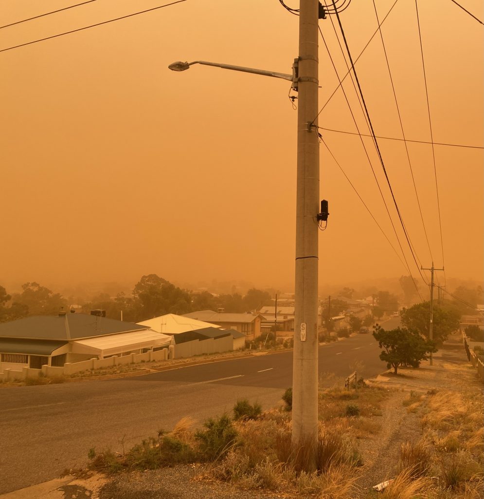 Broken Hill during red dust storm.
