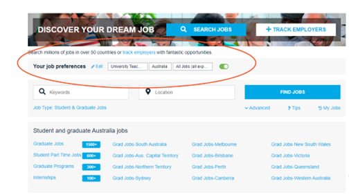 This is a screenshot of the Careers and Skills Hub’s job board.