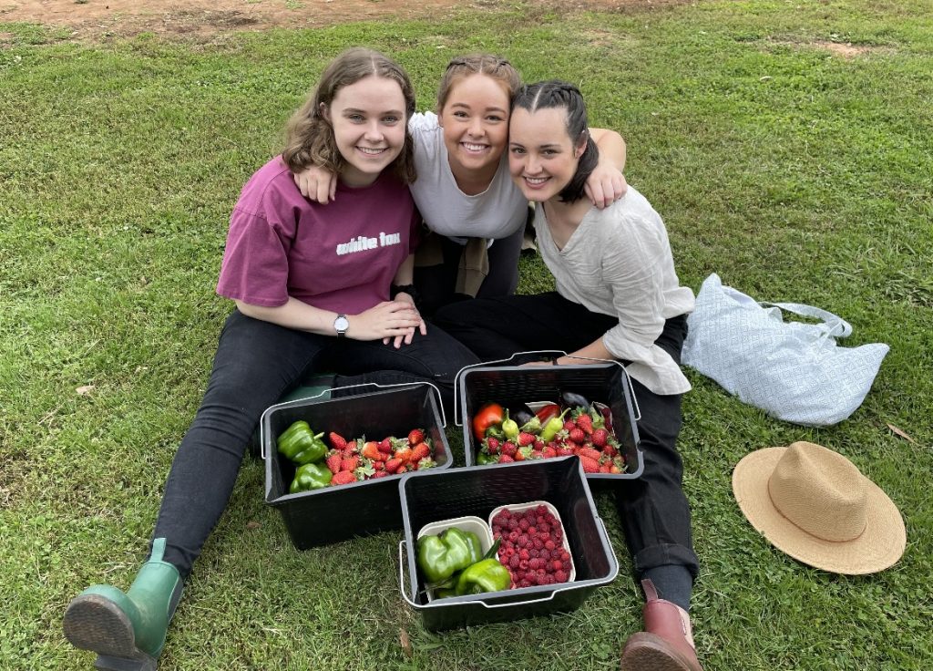 Greta and her friends at the Huntley Berry Farm.