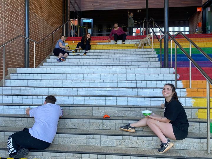 The Port Mac SRC painting Charles Sturt's famous rainbow stairs.