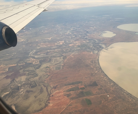 Aerial view of the flooding of Menindee Lakes.
