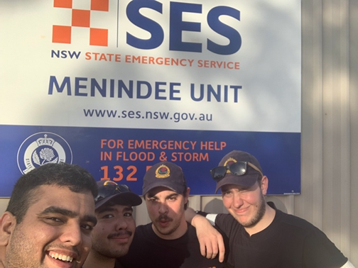 Four Charles Sturt student volunteers on deployment to Menindee.